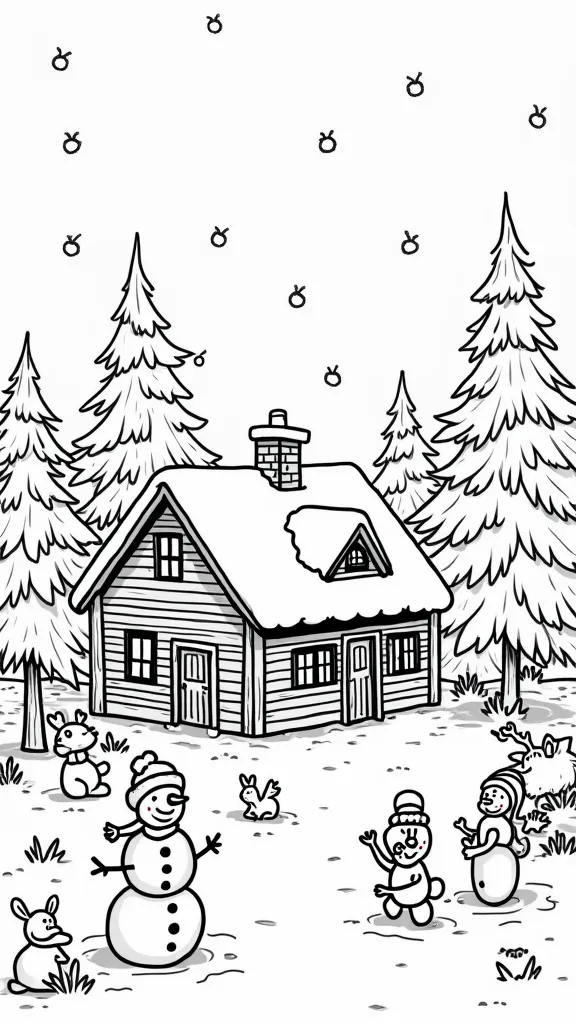 christmas scene coloring page